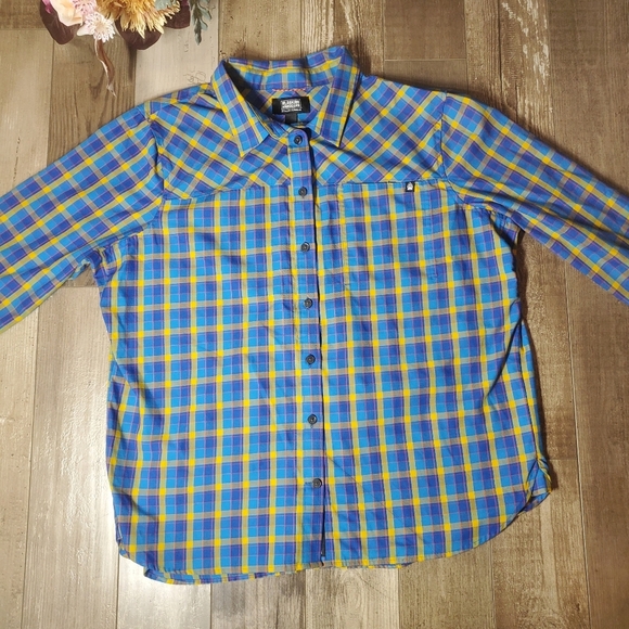 Duluth Trading Company Alaskan Hardgear Midnight Sun Shirt Blue Aster Plaid NWOT - Picture 15 of 16